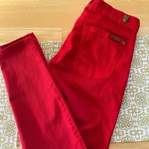 7 for all mankind Red Skinny Pants Size 28